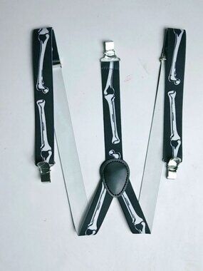 Skeleton Bones Black White Suspenders